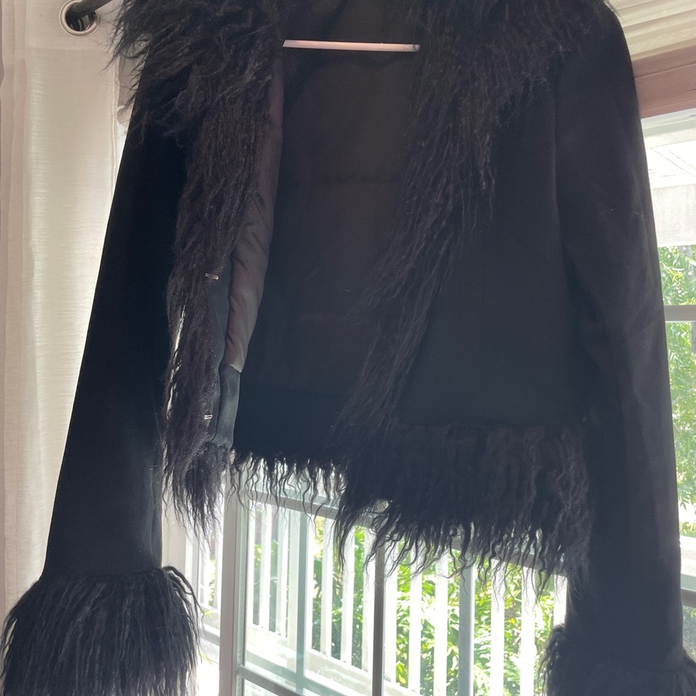 Black Faux Fur Trim Jacket